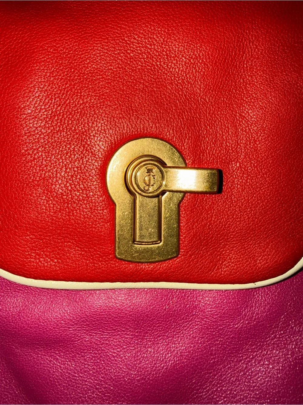 Women's Vintage Juicy Couture Pink Leather Tote with Cream Handles and Accents - Picture 3 of 11